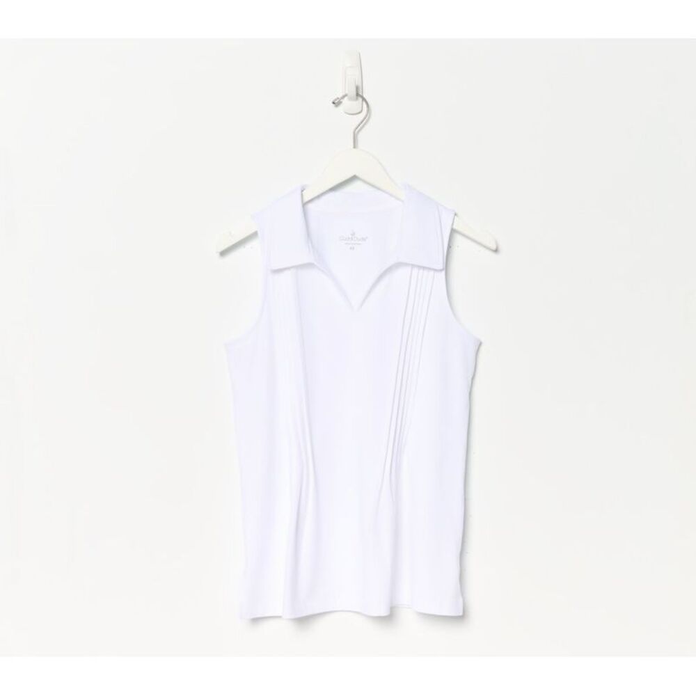 Cuddl Duds Women's Top Sz L Cottonwear+ Collared Tank White A683727